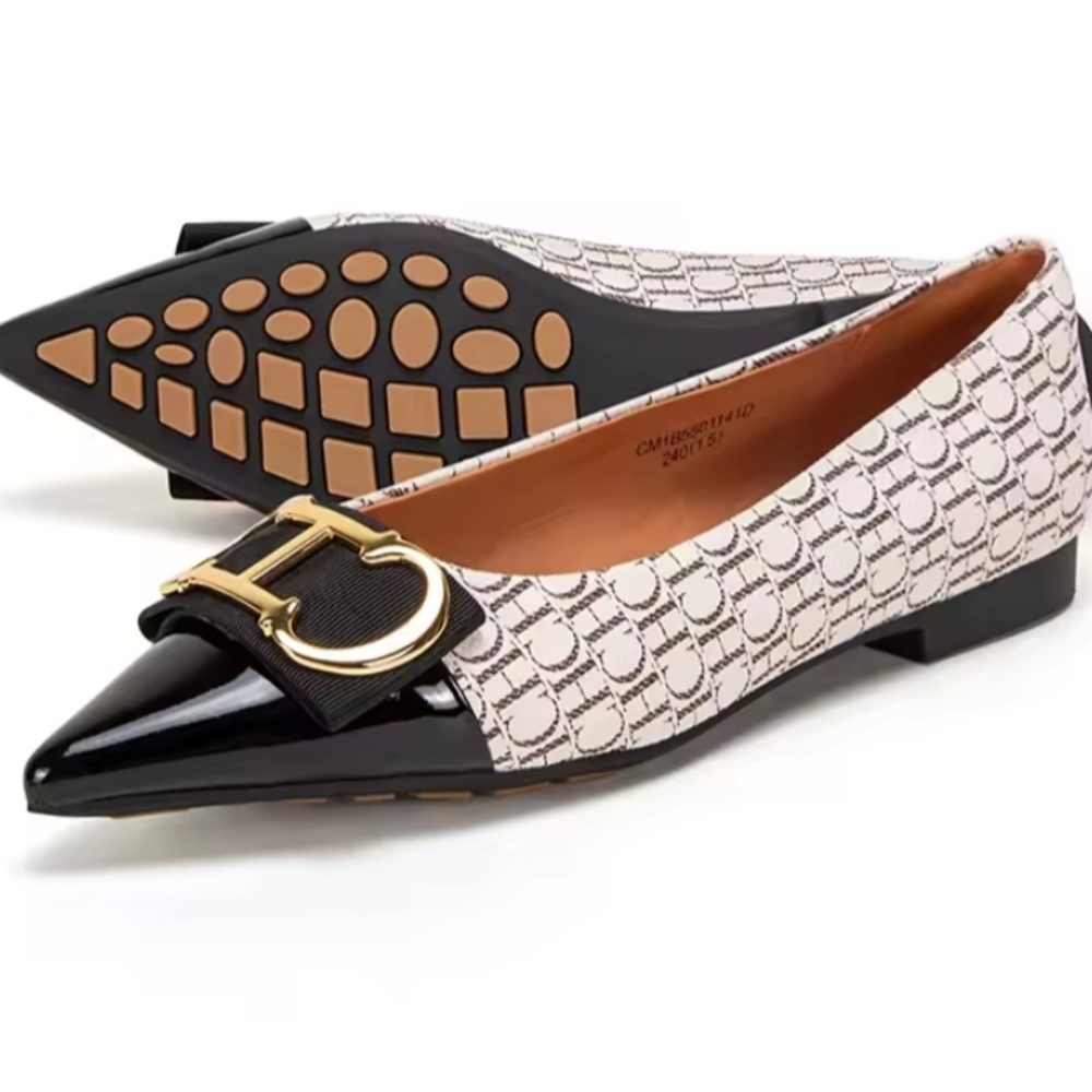 CHCH Designer Black and Cream Women's Flats-(NEW)